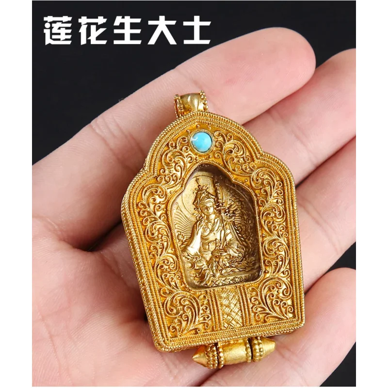 

GOOD Asia Nepal Thailand pocket travel efficacious Mascot safe good luck Almighty God Guru Rinpoche Buddha Amulet copper Pendant