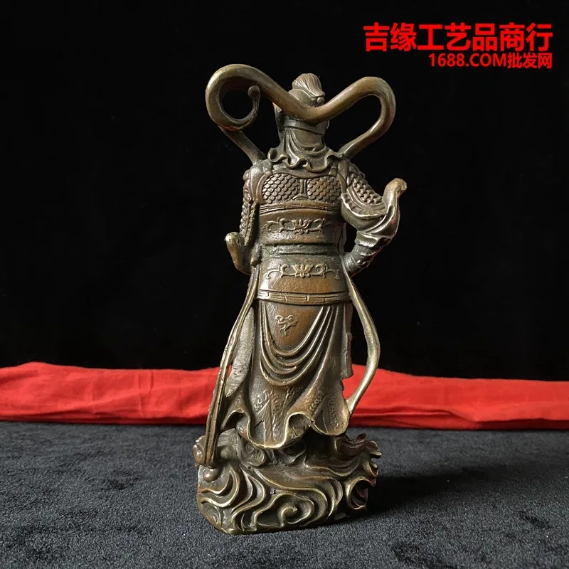 Фото Антикварная бронзовая статуя Guangong Weituo, украшение для дома, ремесла, статуя станции Weituo №3