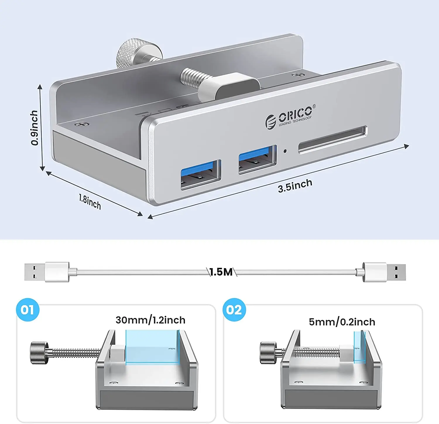 USB-разветвитель ORICO алюминиевый с 4 USB-портами и зажимом | Компьютеры офис