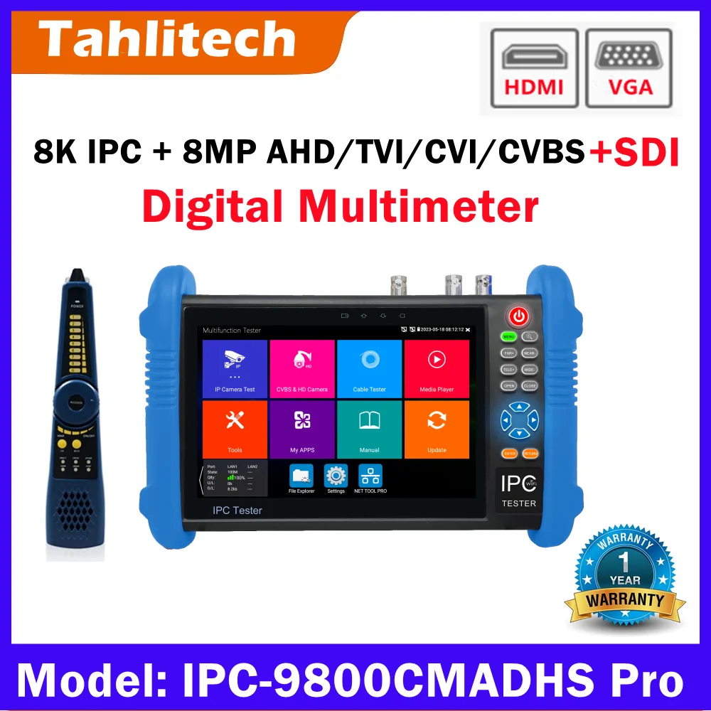 

TahLiTech 7-дюймовый CCTV IPC тестер 8MP