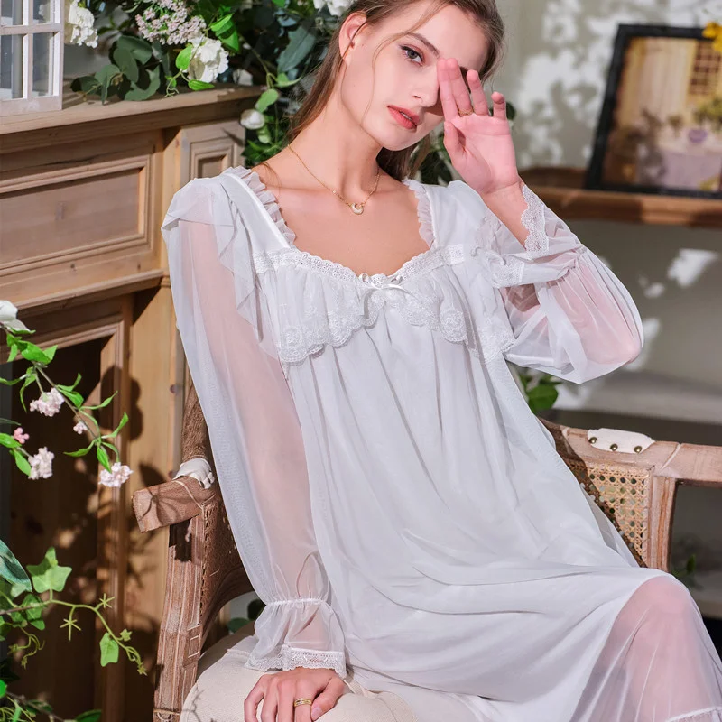 

Весенне-летняя милая и красивая французская кружевная ночная рубашка Lisacmvpnel богиня-фея кружевная одежда для сна из модала