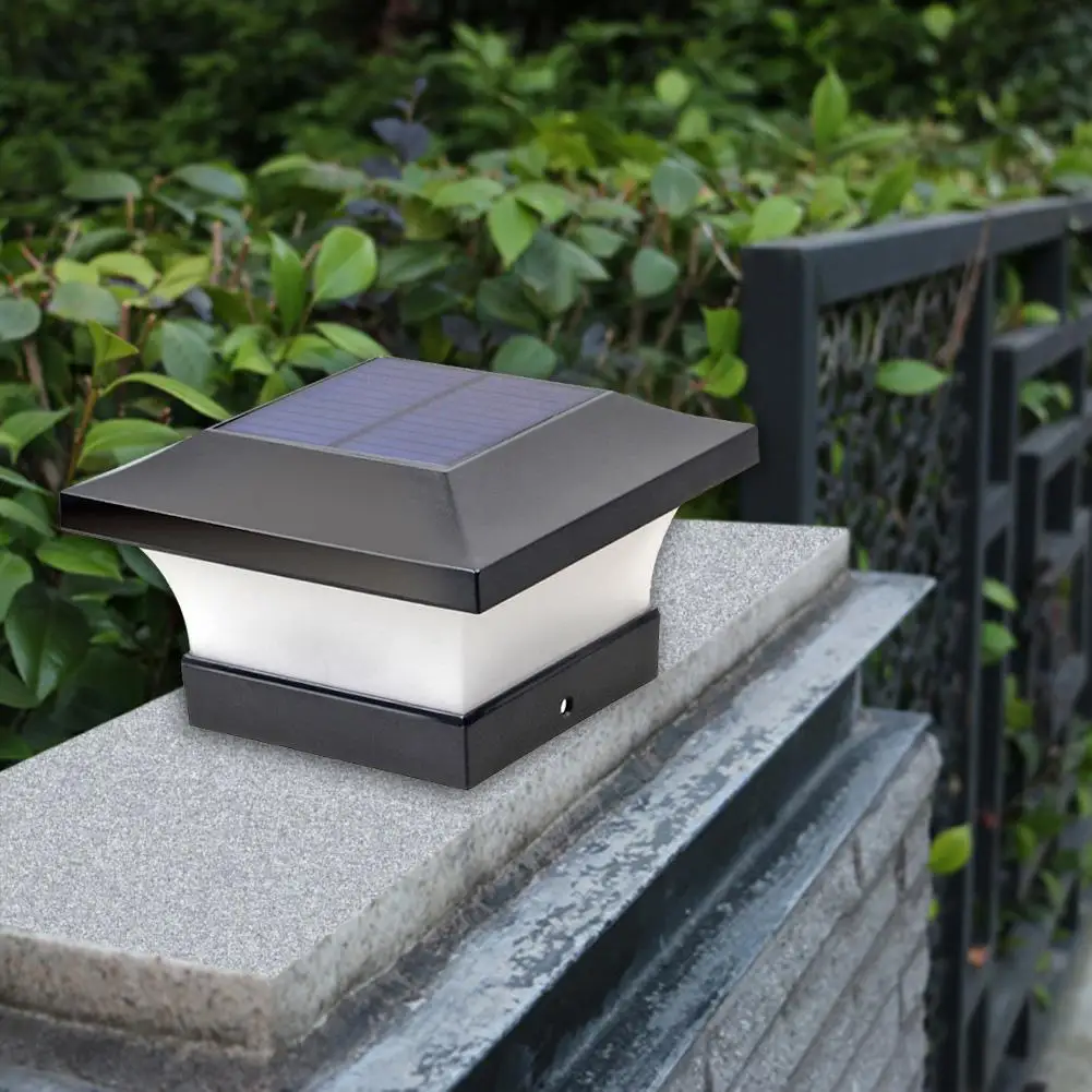 

6LED Courtyard Lights Solar Fence Lamp Waterproof Outdoor Square Column Light High Conversion Low Power Consumption