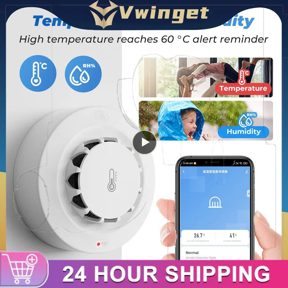 

Temperature And Humidity Sensor Timely Rescue 2.4ghz Tuya Wifi Smoke Detector Low Battery Reminder 2 In 1 Thermohygrometer 120ma