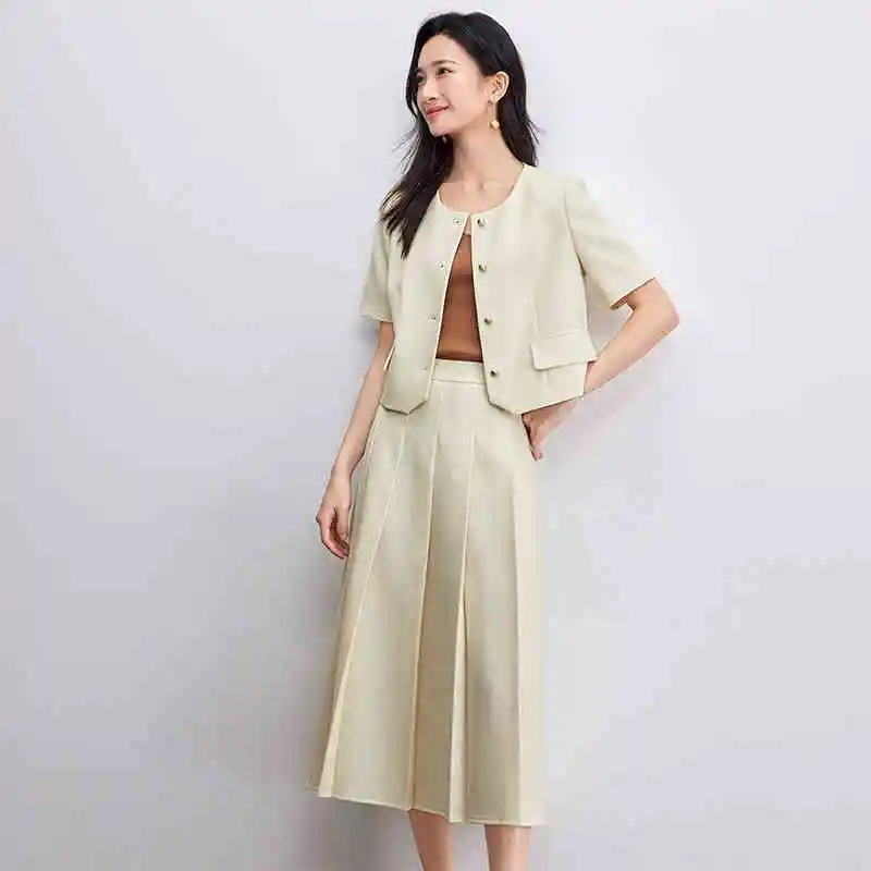 SENTUBILA женские комплекты с юбкой летние укороченные куртки подплечниками 2025