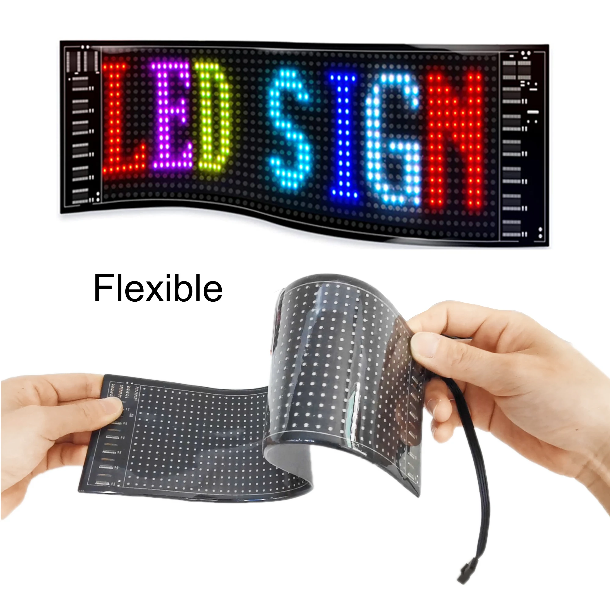 LED Car Sign LED Matrix Panel APP Control Flexible Car Sign Display Scrolling Addressable for Shop Bar Hotel Cinemas 14.6x3.6”