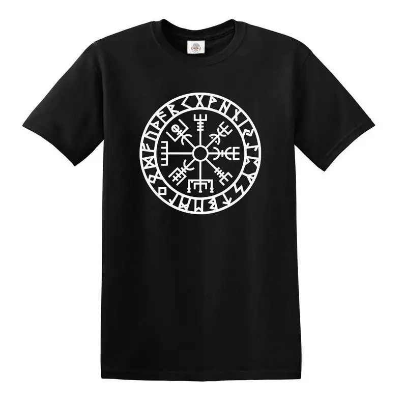 

VEGVISIR Compass Viking CELTIC Men's T-SHIRT Norse Thor Odin Tribal Tattoo Men's T-shirt Top