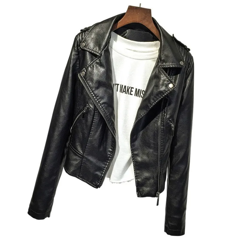 SUSOLA Куртка из искусственной кожи Женская трендовая яркие цвета Розовый Черный