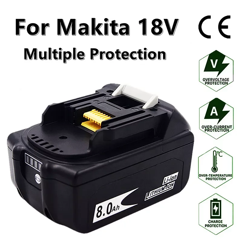 

Литий-ионная аккумуляторная батарея 18 в Makita 8000 мАч 18 в, сменные батареи для дрели BL1860 BL1830 BL1850 с зарядным устройством DC18RC 3A