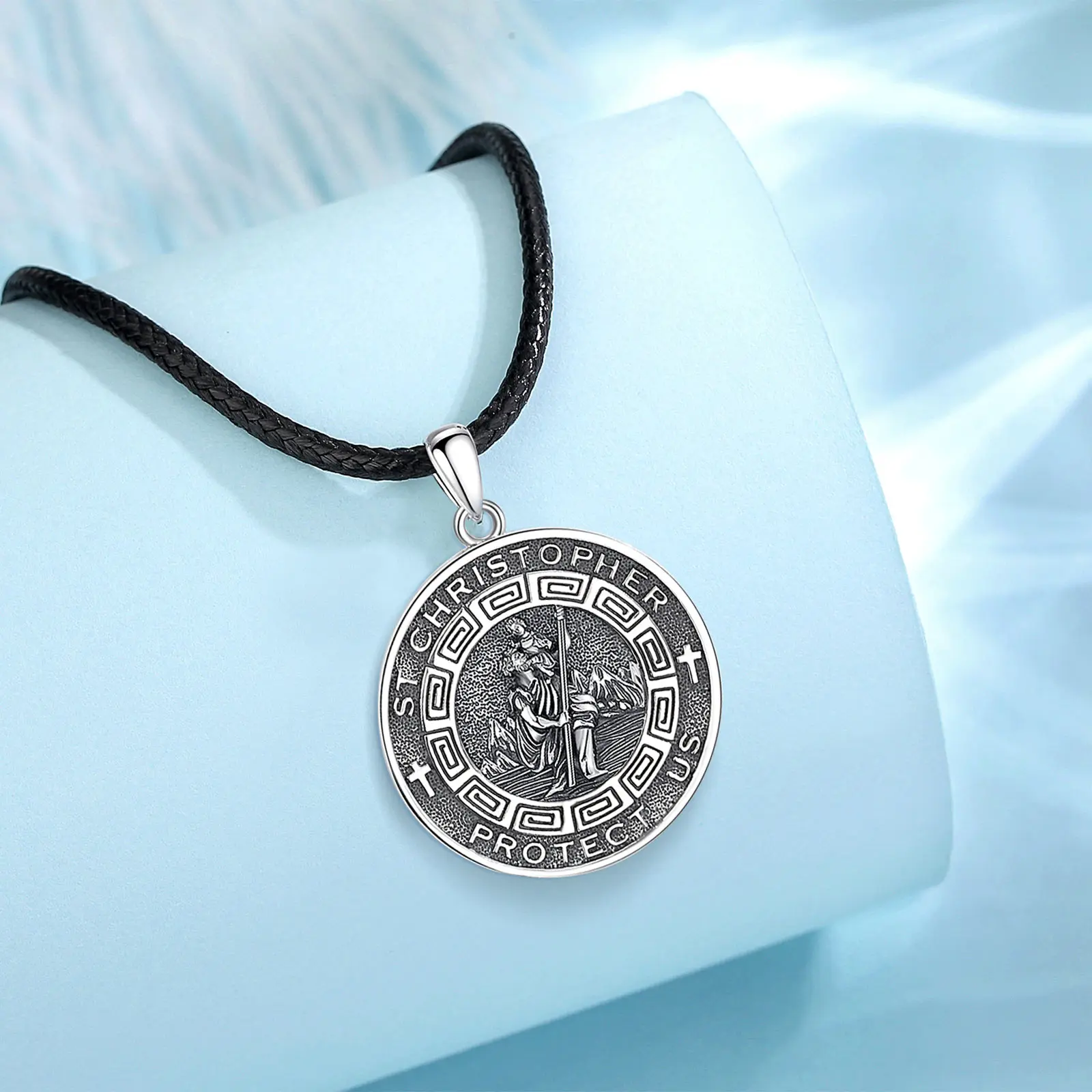 Эудора 925 стерлингового серебра st christopher Ожерелье для мужчин женщин винтажный saint