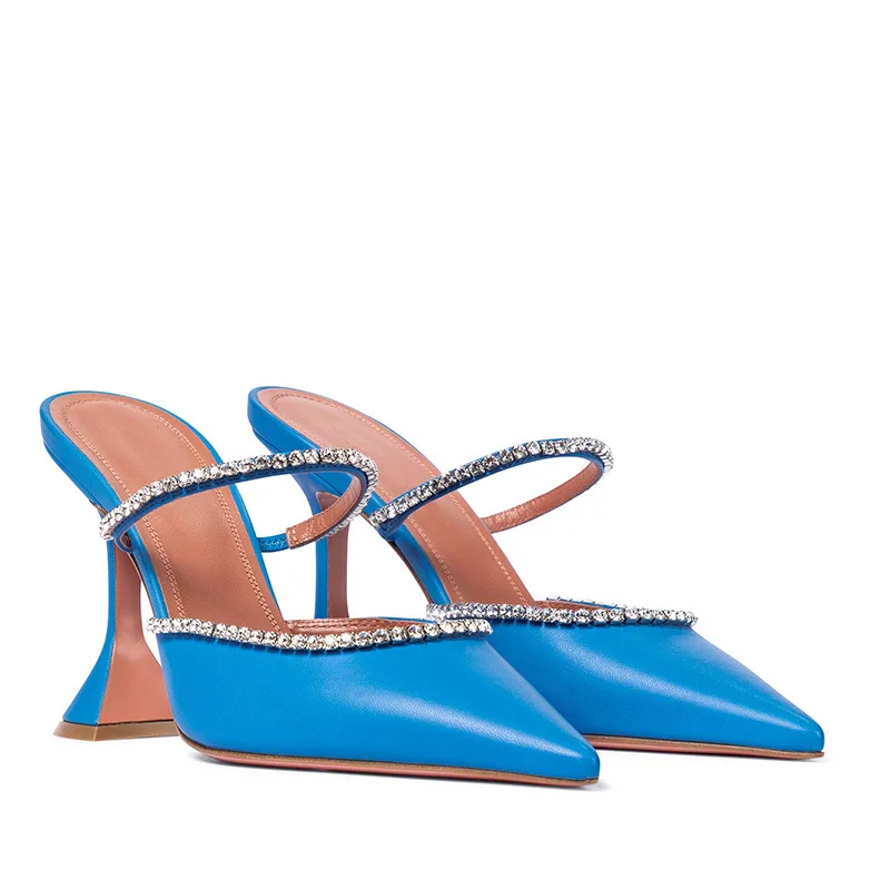 

Женские шлепанцы с леопардовым принтом, летние туфли на высоком каблуке с прорезями, новинка 2023