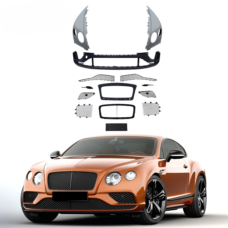 Комплект кузова переднего бампера из сухого карбона с решеткой для Bentley Continental GT