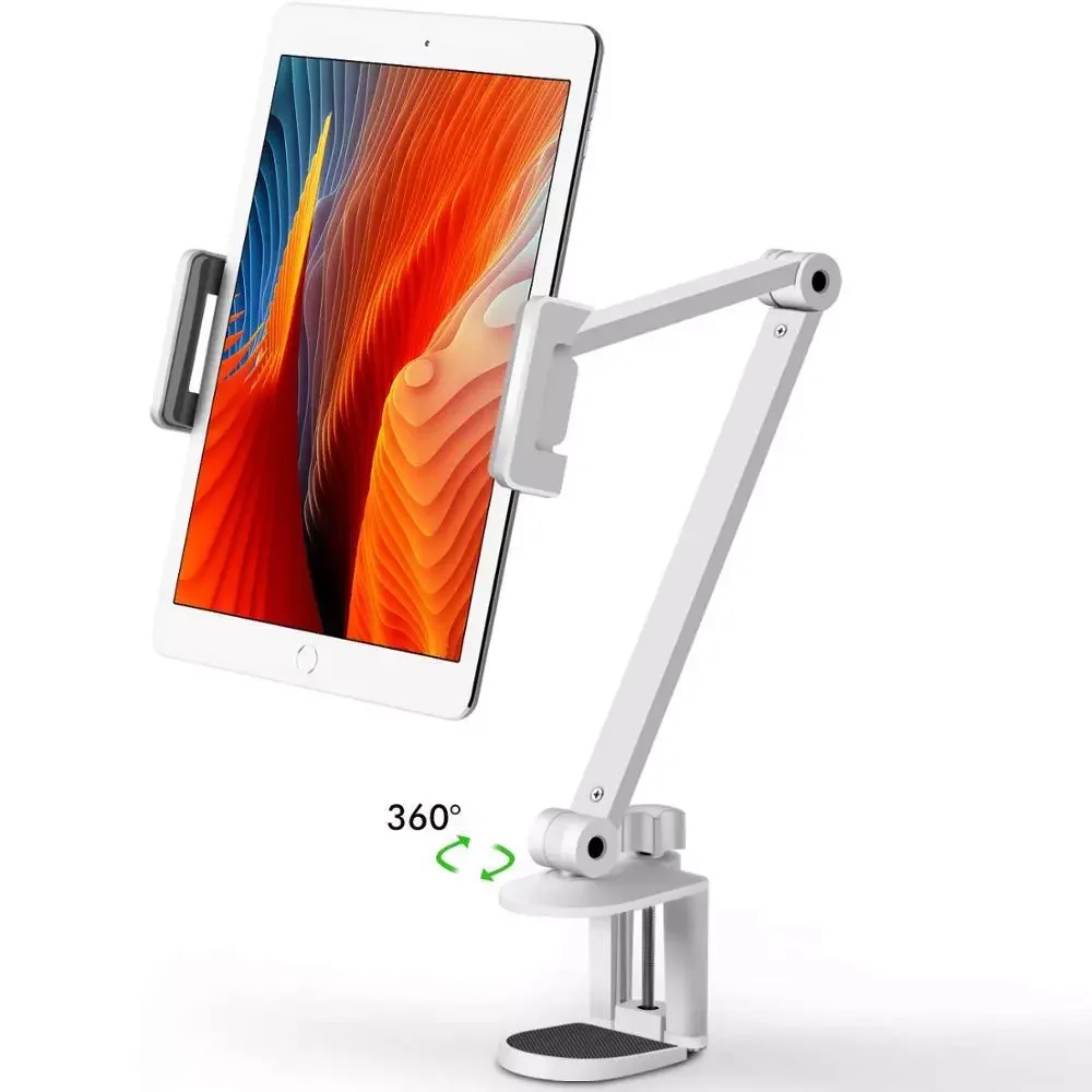 

NEW Stand Rotating Long Arm Mobile Phone Holder Height/Angle Adjustable Aluminium Alloy Tablet Mount for 4-13'' iPhone i
