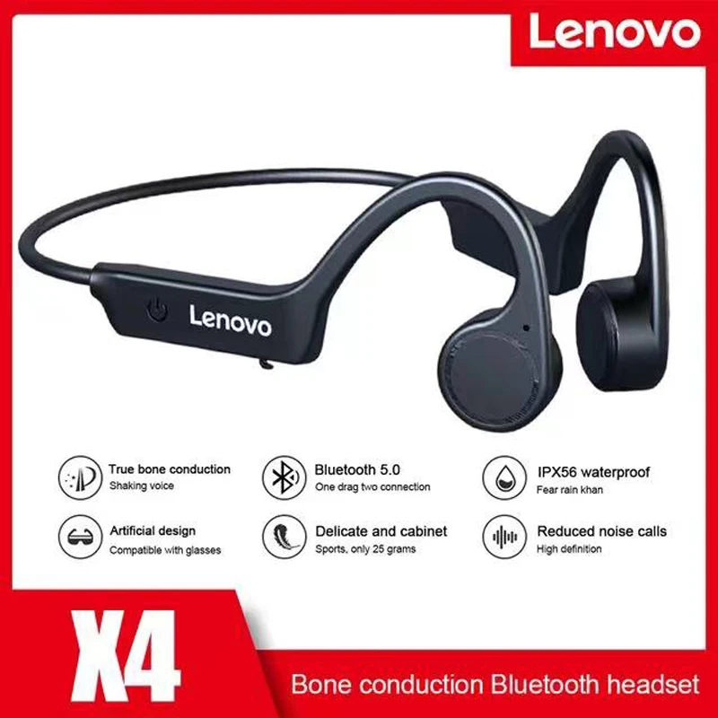 

Оригинальные наушники Lenovo x4 с костной проводимостью, Bluetooth, беспроводные наушники, спортивная водонепроницаемая гарнитура, Hifi стерео музык...