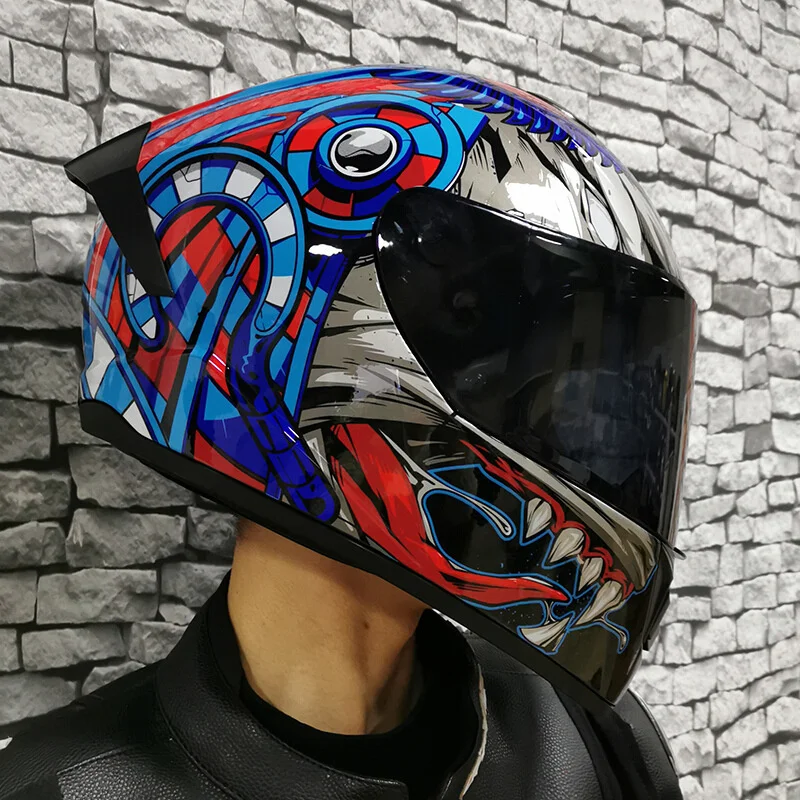 Enlarge Suitable for electric vehicle Bluetooth full helmet double lens street car running helmet personalized motorcycle helmet