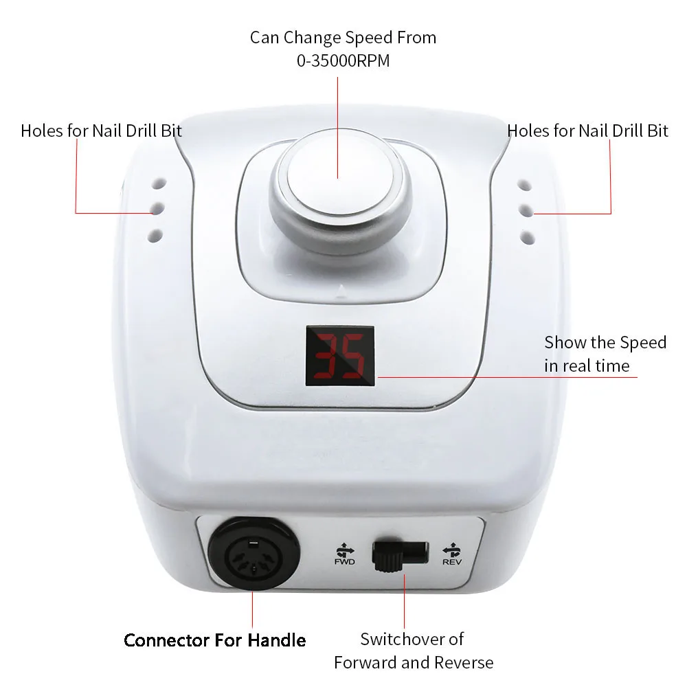 Машинка для маникюра 35000 об./мин. с набором пилок |