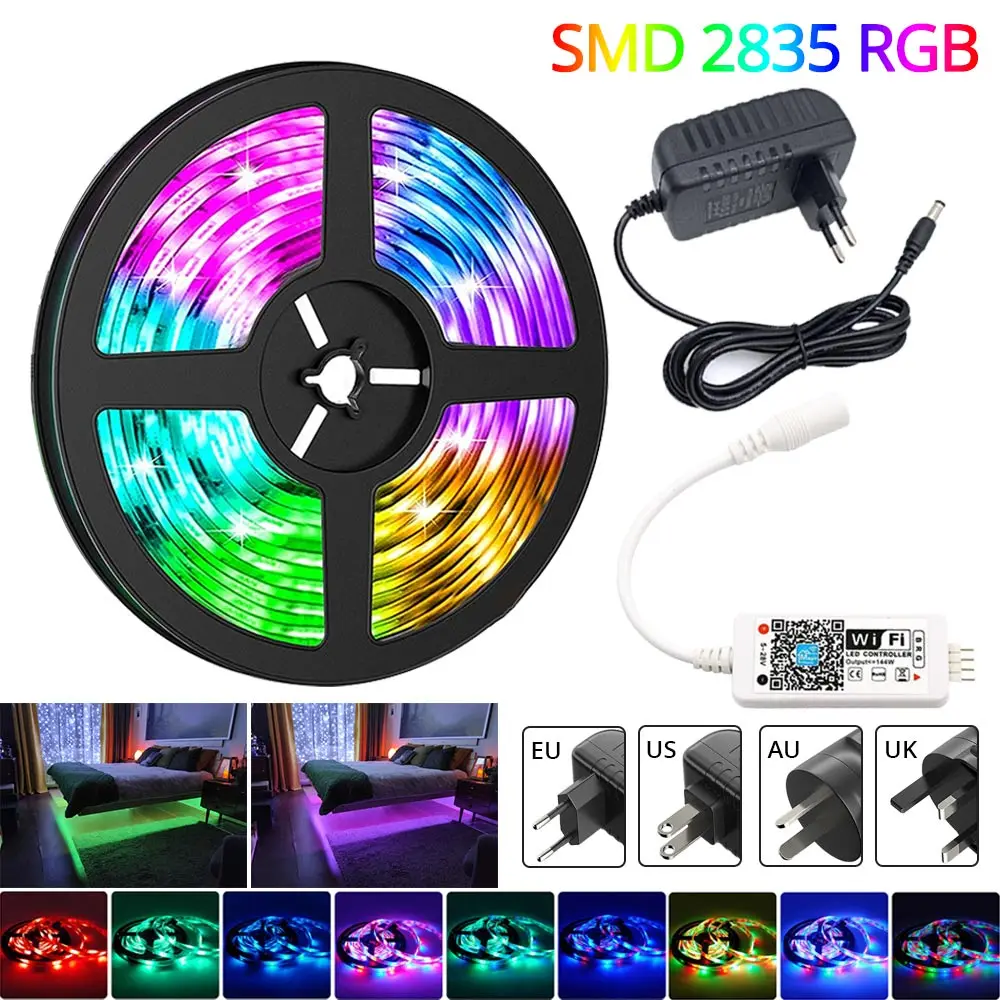 

Светодиодная RGB лента, гибкая светильник ветительная полоса, 5 м, 10 м, 15 м, 20 м, 2835 RGB, 12 В, подсветильник ка, носветильник освещение
