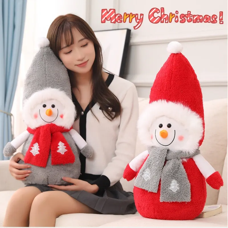 

40-60cm Kawaii's Christmas Snowman Plush Toy Can Take Off The Hat And Cross Dress The Snowman Pillow Creative Children's Gifts