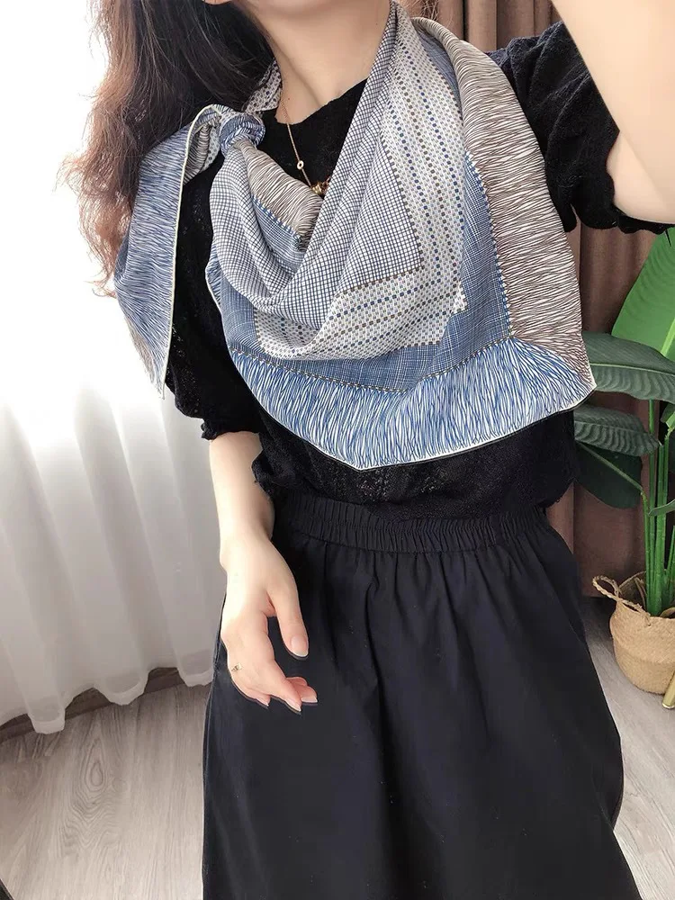 

Brand Silk Twill Scarf Hems Rolled Sewn Scarfs Bandanas Foulard Women 90 Summer Head Neck Shawls Handkerchief Decoration