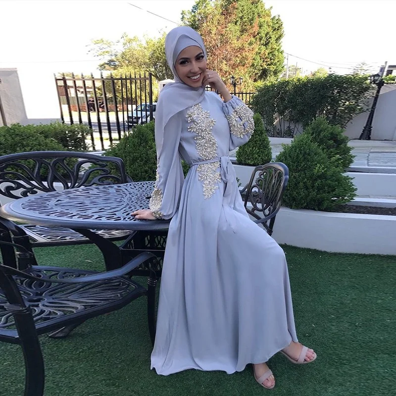 Kaftan Dubai Abaya Dress Turkey Muslim Women Hijab Dress Islam Caftan Marocain Dress Eid Mubarak European Clothing Musulman Robe