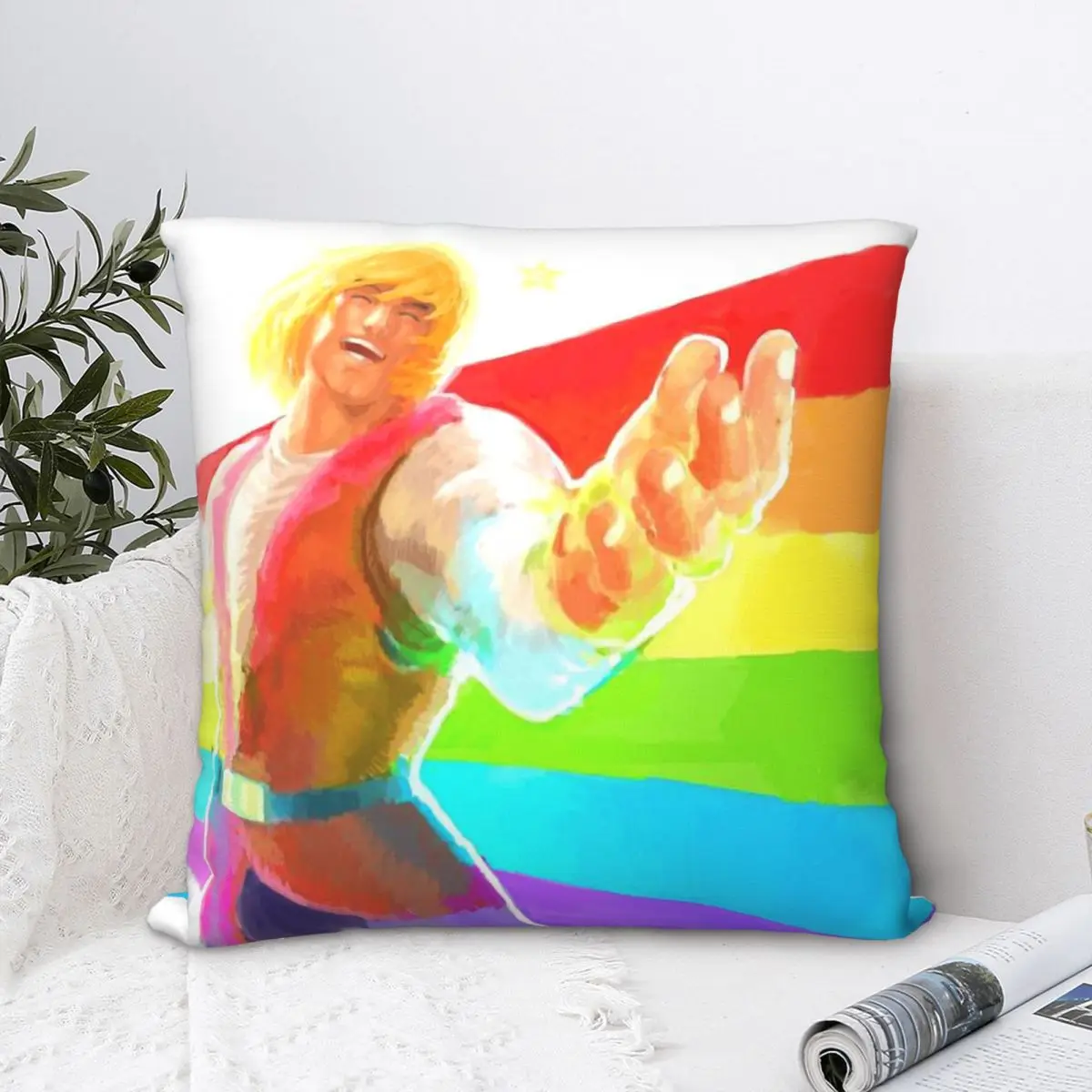 

Rainbow Man Hug Pillowcase He-Man and the Masters of the Universe Backpack Cushion Livingroom DIY Printed Office Throw
