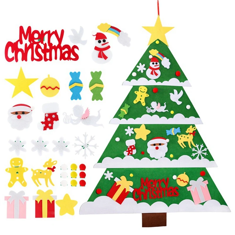 

DIY Felt Christmas Tree Merry Christmas Decorations For Home Christmas Ornament Xmas Gifts Santa Claus New Year