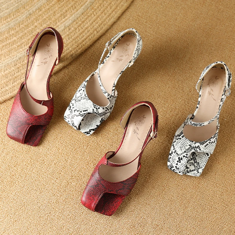 2023 new summer women sandals  plus size 22-28cm length Serpentine skin high heel sandals Gladiator sandals shoes for women