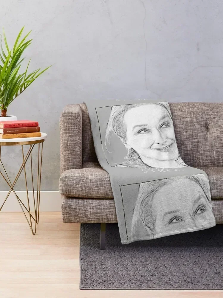 Sweet Meryl Streep в рамке черно-белое popart — цифровая ручная работа от Iona Art Digital Throw Blanket