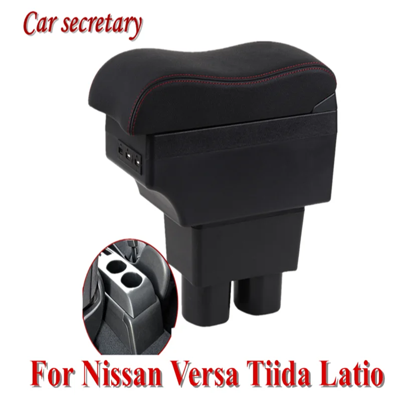 

Car Arm Rest for Nissan Versa Tiida Latio 2007-2011 Center Centre Console Storage Box Armrest 2008 2009 2010 USB Charging