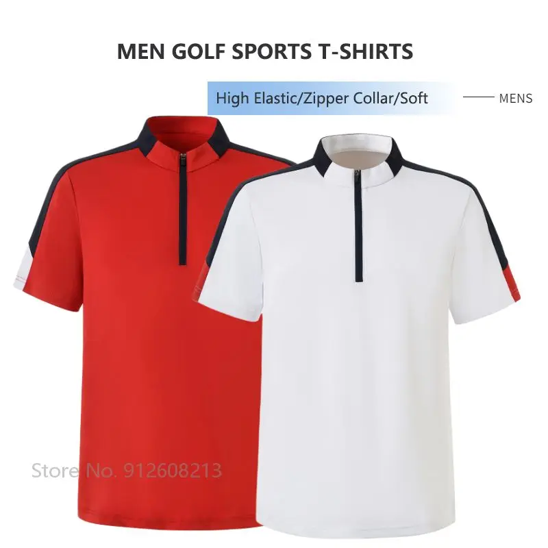 Short-sleeved T-shirt For Men Ice Silk Golf Sportswear Quick-dry Jersey S-xxl