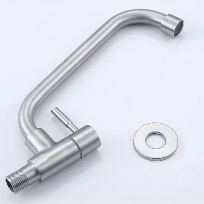 Wall Mounted Faucet Bathroom 304 Steel Stainless Single Cold Balcony Laundry Mop Pool Lengthen Tap 360 Rotation Kitchen