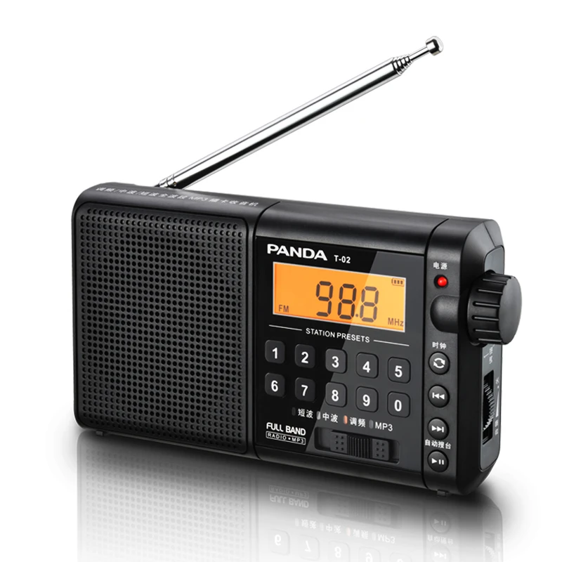 Original PANDA T-02 Radio FM MW SW Full-Band Portable Semiconductor Play MP3 Memory Function Charging Loud Volume