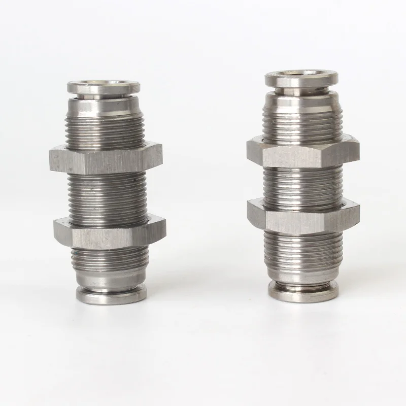 

304 Stainless Steel Air Pneumatic Fitting PM Bulkhead Push In Quick Connector 4mm 6mm 8mm 10mm 12mm 14mm 16mm