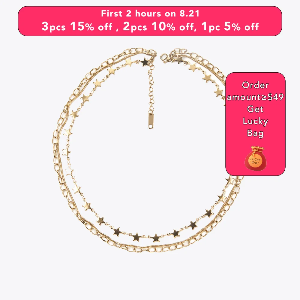 

ENFASHION Boho Multi-layer Star Chain Choker Necklace Women Gold Color Stainless Steel Necklaces Fashion Jewelry Ketting P193035