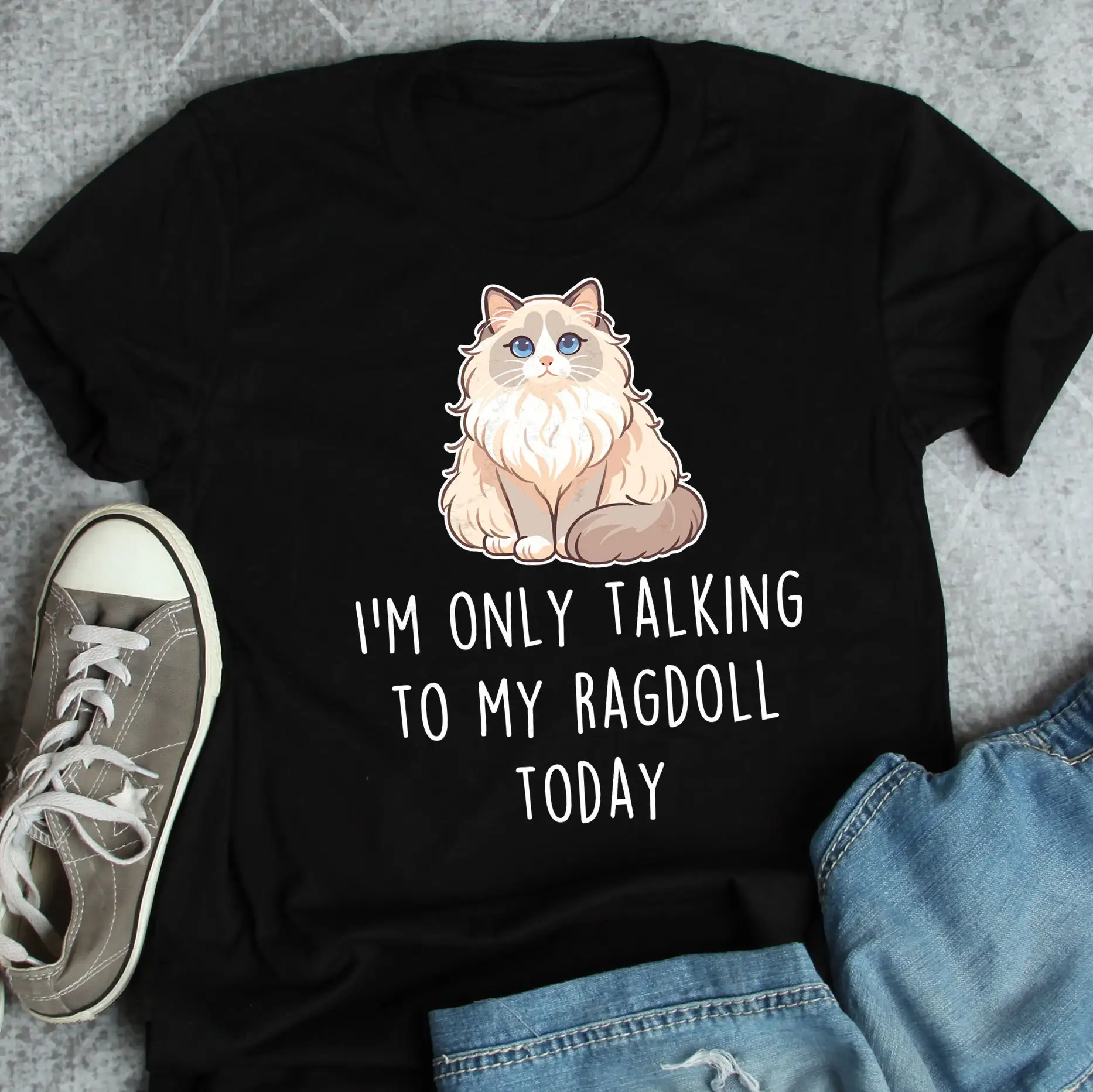 Ragdoll Cat T Shirt Funny Lover Cute Pet Mom Dad Cream Bicolor