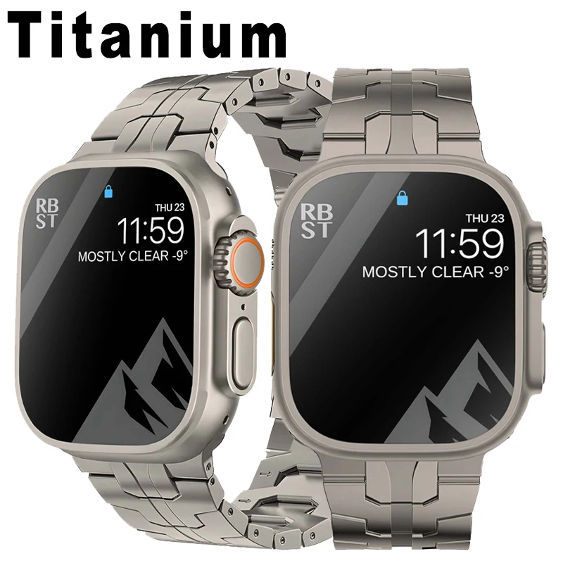 

Titanium Strap for Apple Watch Ultra 49mm 45mm 44mm 38mm 41mm Band Luxury Men's Style Bracelet for IWatch SE 8 7 6 5 4 3 Correa