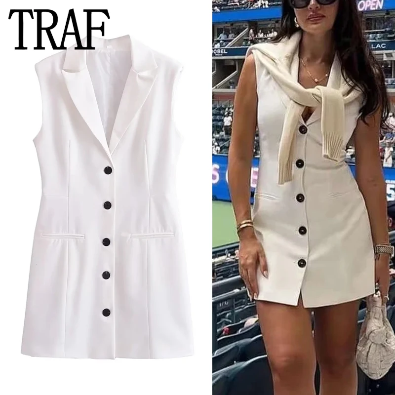 

Платье-мини женское на пуговицах, без рукавов, на осень