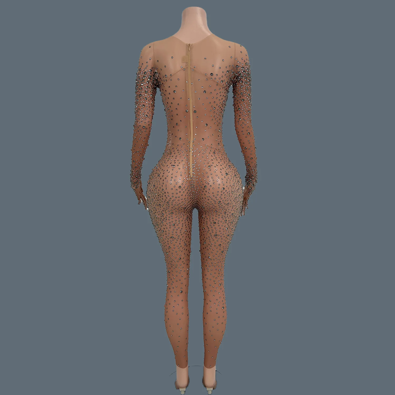 Женский сценический комбинезон со стразами