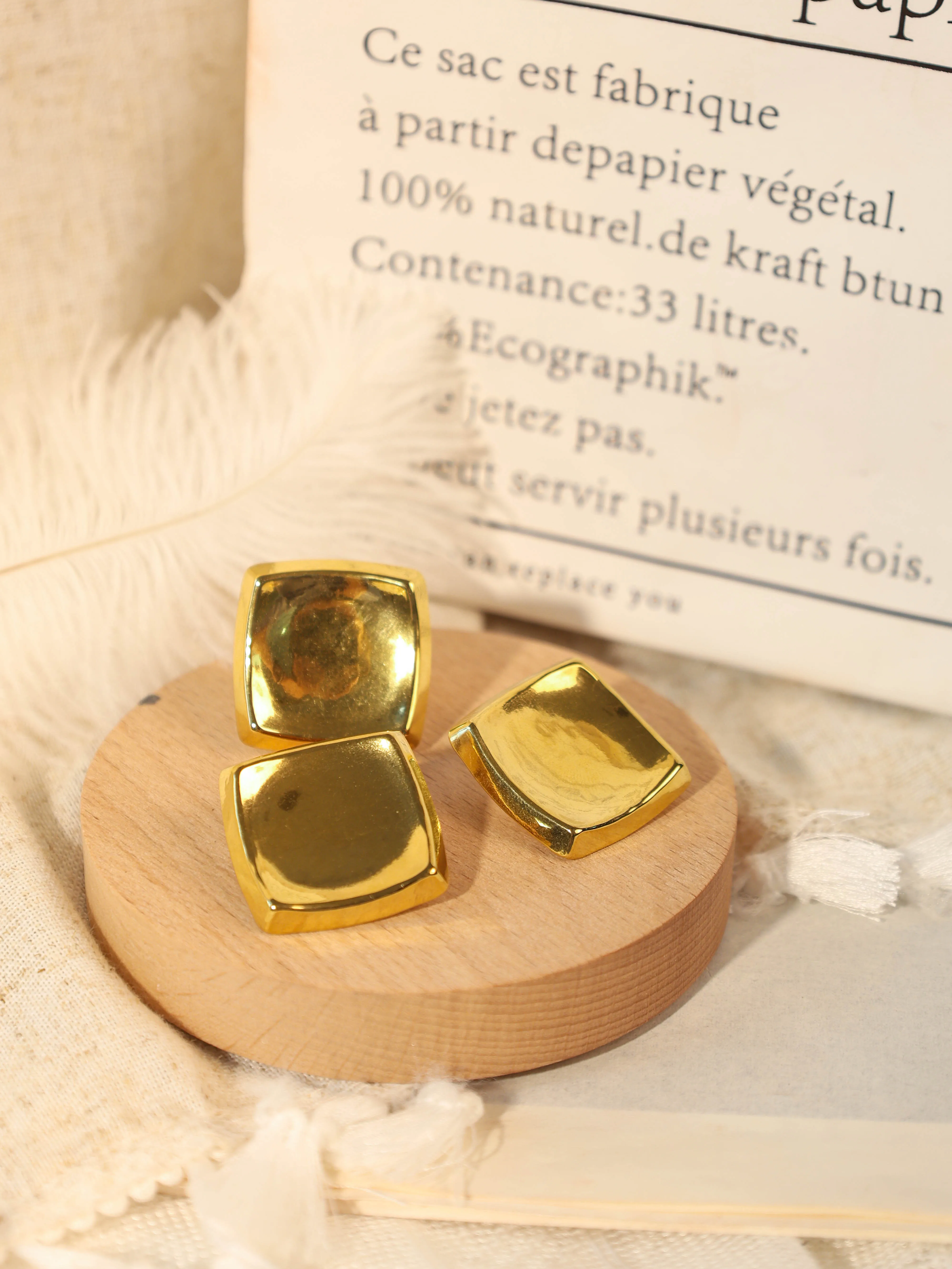 Женские серьги-кольца из нержавеющей стали в французском стиле