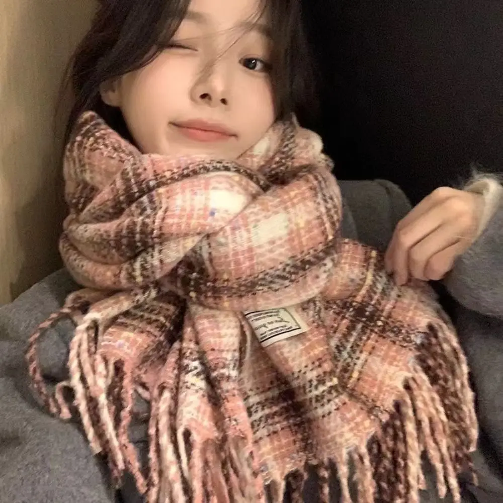 Плед шарф с радужной фасолью и кисточками плюшевые шерстяные шарфы зимние