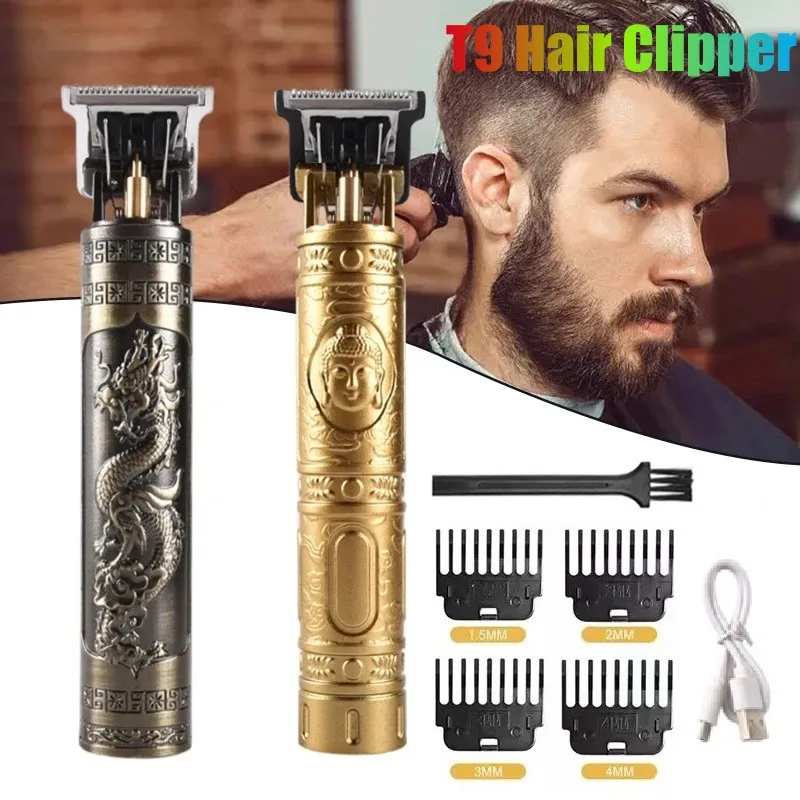 

Винтажная машинка для стрижки волос T9, профессиональная машинка для стрижки волос, Мужская бритва, триммер для мужчин, электрическая машинка для стрижки волос с USB