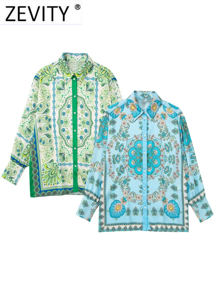 Женская винтажная блузка Zevity с цветочным принтом повседневная женская в стиле