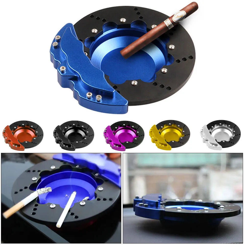 

Home Office Brake Disc Caliper Shape Racing Easy Clean Bar Spinning Car Ashtray Round Gift Storage Aluminium Alloy Universal