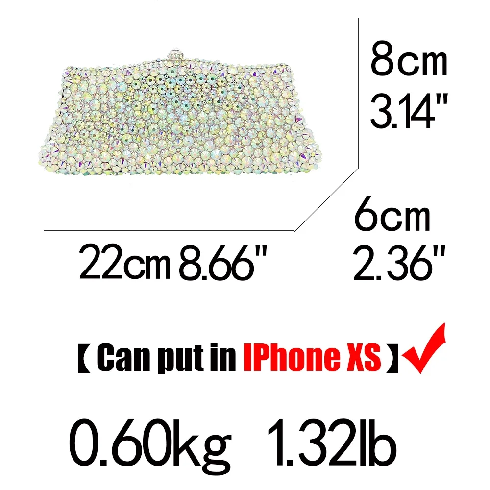 Бутик De FGG Silver AB Crystal Женские вечерние кошельки Сумочка для свадебной вечеринки