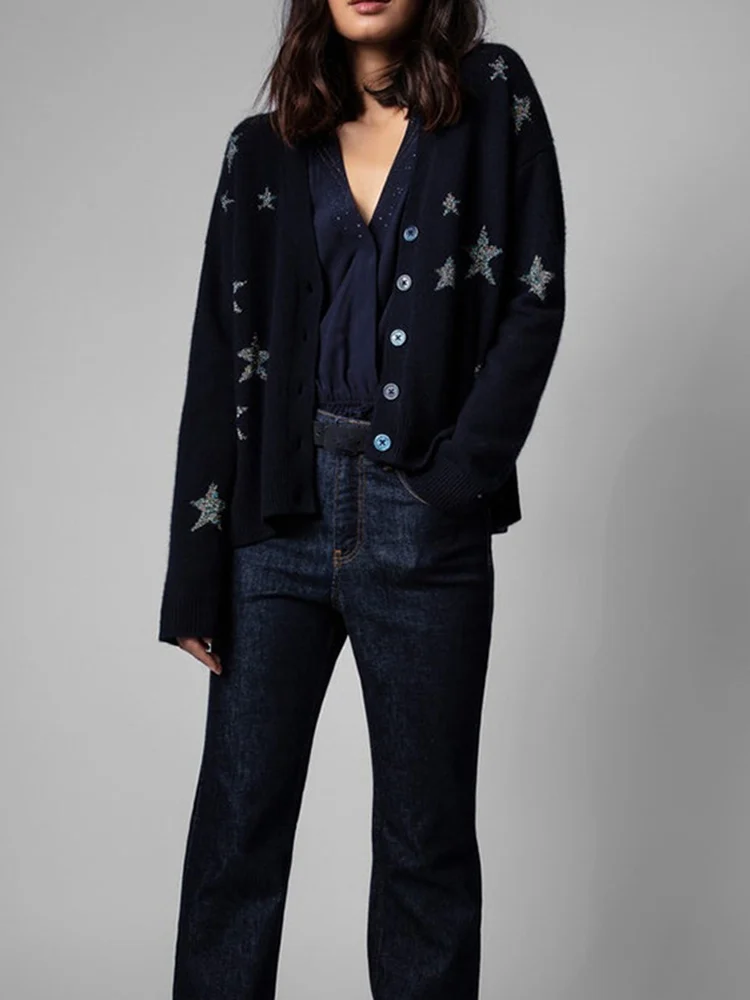 

100% Silk Spring Summer 2022 New Loose Long Sleeve Ladies Casual Knit Sweater Cardigan