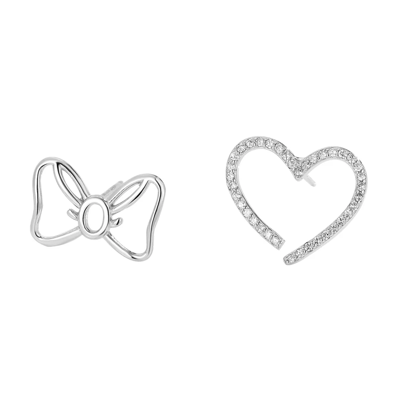 

S925 sterling silver heart-shaped butterfly asymmetrical earrings temperament contracted individual female stud ornaments