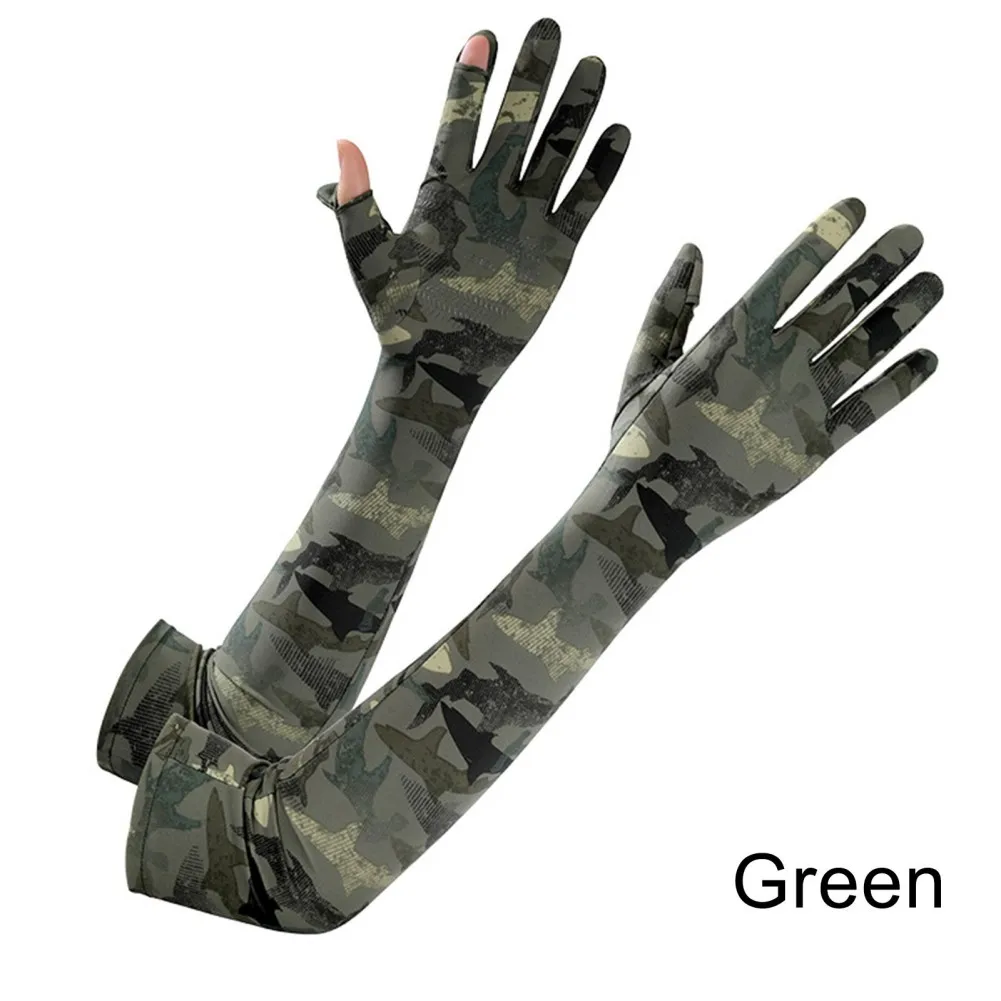 

Ice Silk Sunscreen Sleeves Men Women Outdoor Lure Fishing Riding Sunshade Sleeves Fingerless Breathable Sunscreen Gloves