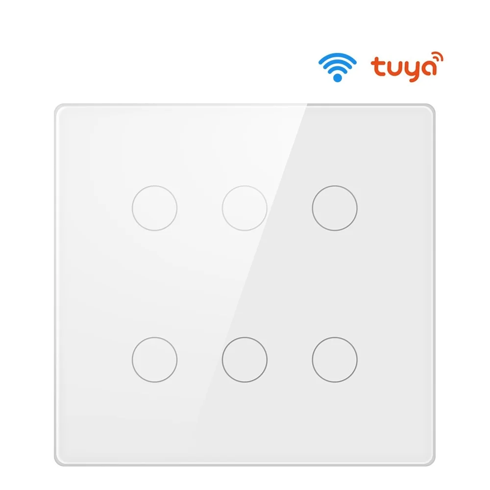 

Настенный выключатель LSM Tuya, Бразилия, 4x4, Wi-Fi, сенсорный выключатель для умного дома, переключатель света на 2323 клавиш, работает с Alexa, Google, 4/6