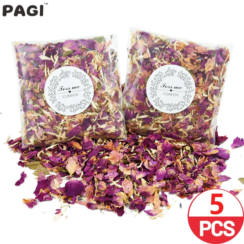 

PAGI 5bag 100% Natural Wedding Confetti Dried Flower Petals Pop Wedding And Party Decoration Biodegradable Rose Petal Confetti