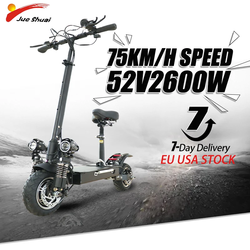 

2600W Dual Motor Electric Scooter 10" OffRoad Tires 75km/h Folding Commuter e Scooter for Adults,Long-Range Battery scooter elec