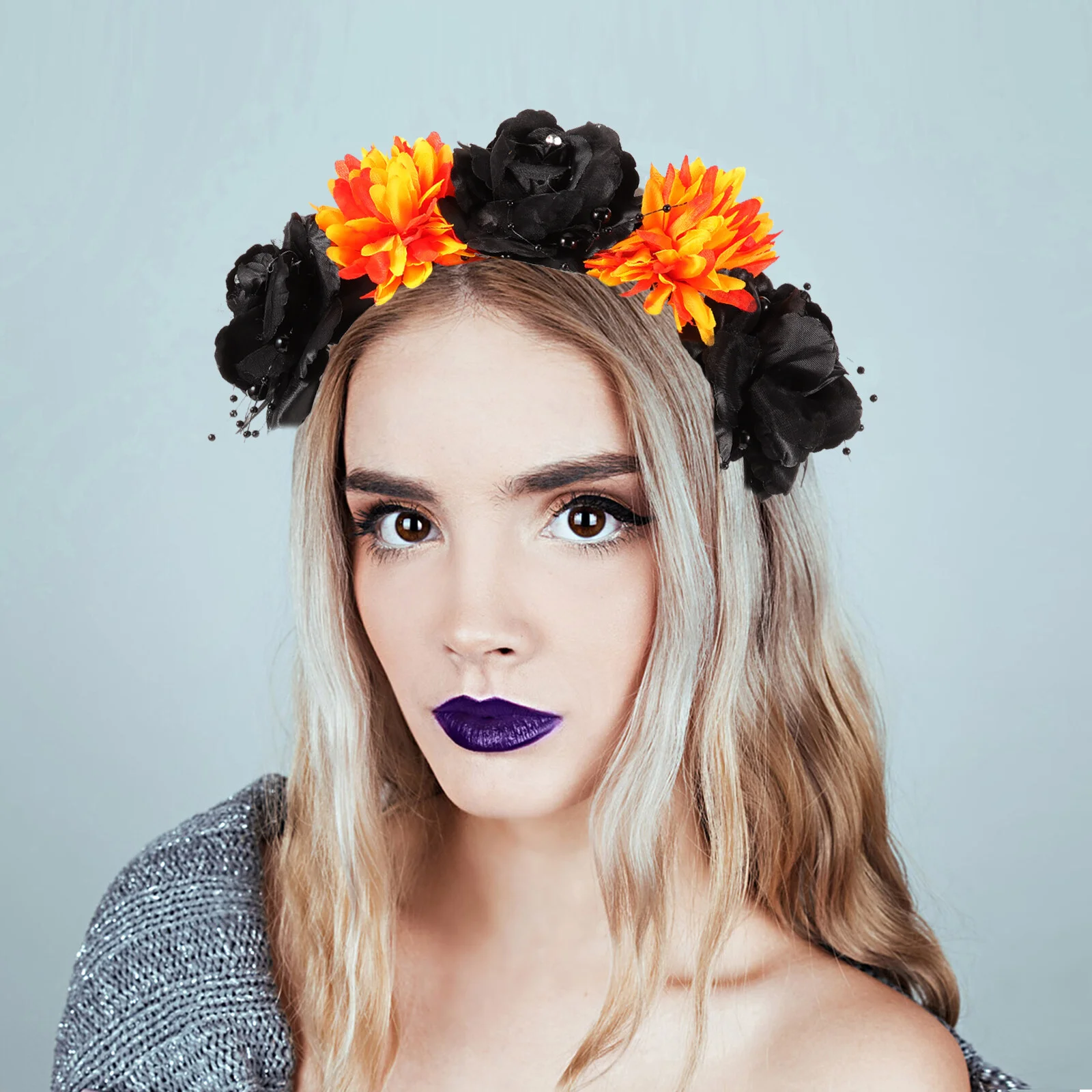 

Flower Headpiece Women Gothic Accessories Spider Lolita Headband Fabric Day The Dead Mexican Floral Miss